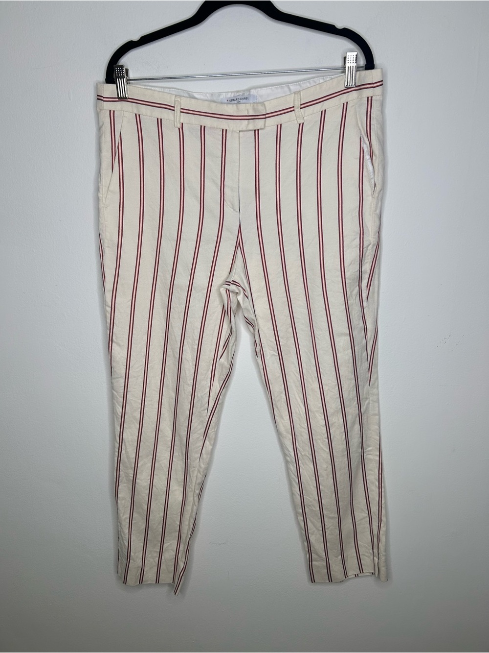 Gerard Darel Nelly Striped Linene Cotton Cropped Pants Size 46